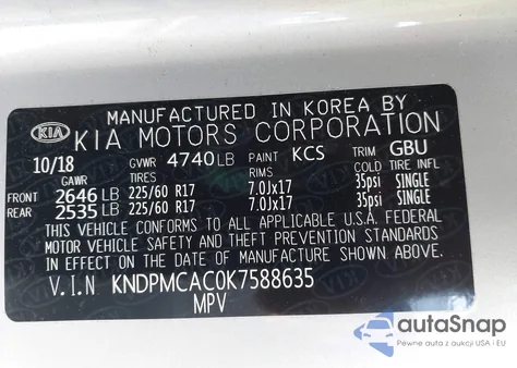 2019 Kia Sportage Lx z USA, uszkodzony, nr VIN KNDPMCAC0K7588635